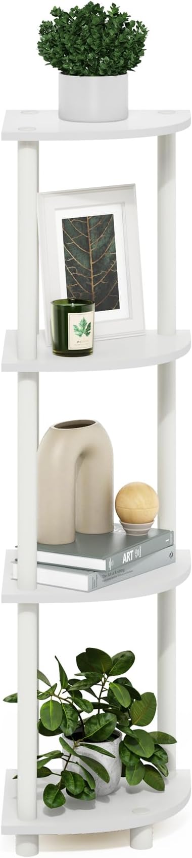 Furinno Turn-N-Tube Corner Shelf, 4-Tier Corner Bookshelf, Display Storage - Image 5