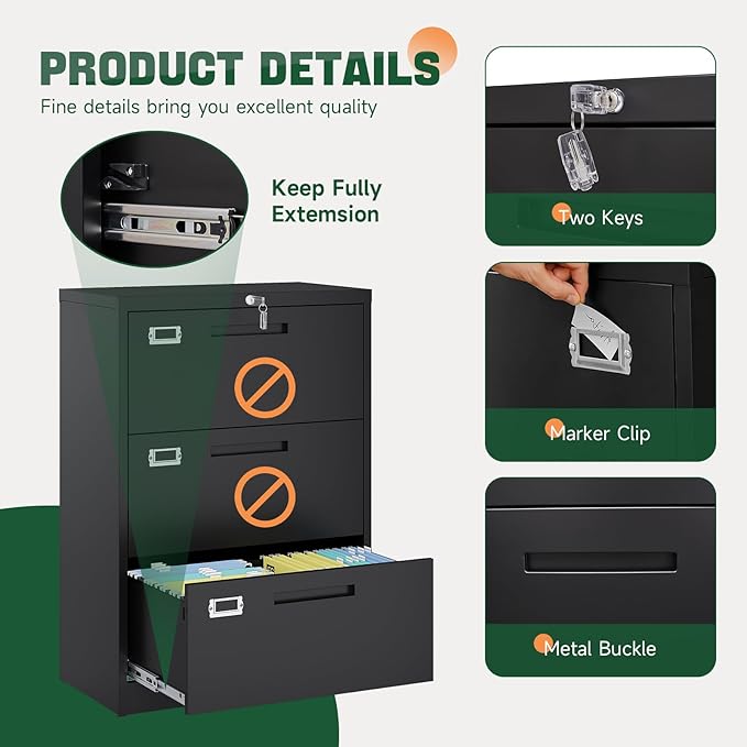 Letaya 3 Drawer File Cabinets - Image 6