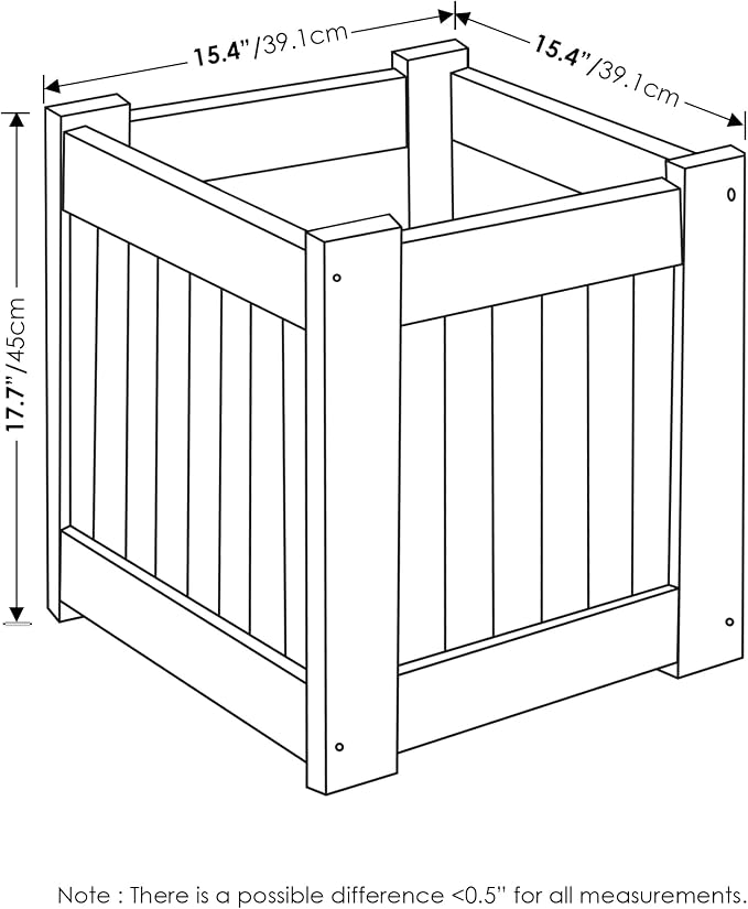 Furinno TIOMAN Planter Box Set of 2, Hardwood Flower Box, Cube Garden Box - Image 3