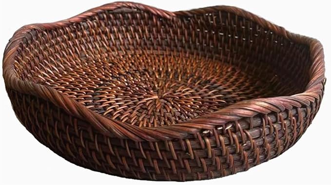 Hipiwe Round Key Bowl Tray Basket Handwoven Rattan Decorative Keys Holder by Hipiwe