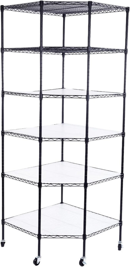 Bonnlo 6-Tier Rolling Heavy Duty Commercial Polygonal Corner Shelf Wire - Image 4