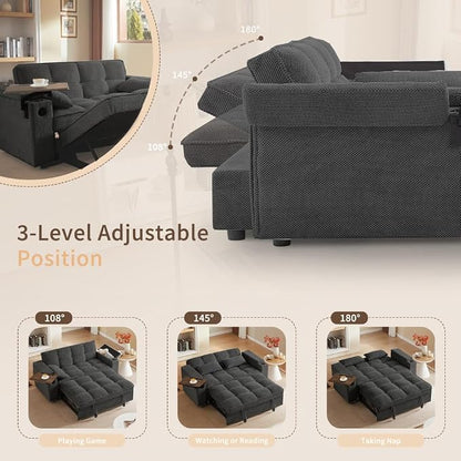 hansones 66" 3-in-1 Folding Convertible Sofa Bed, Queen Size Pullout Sofa - Image 6