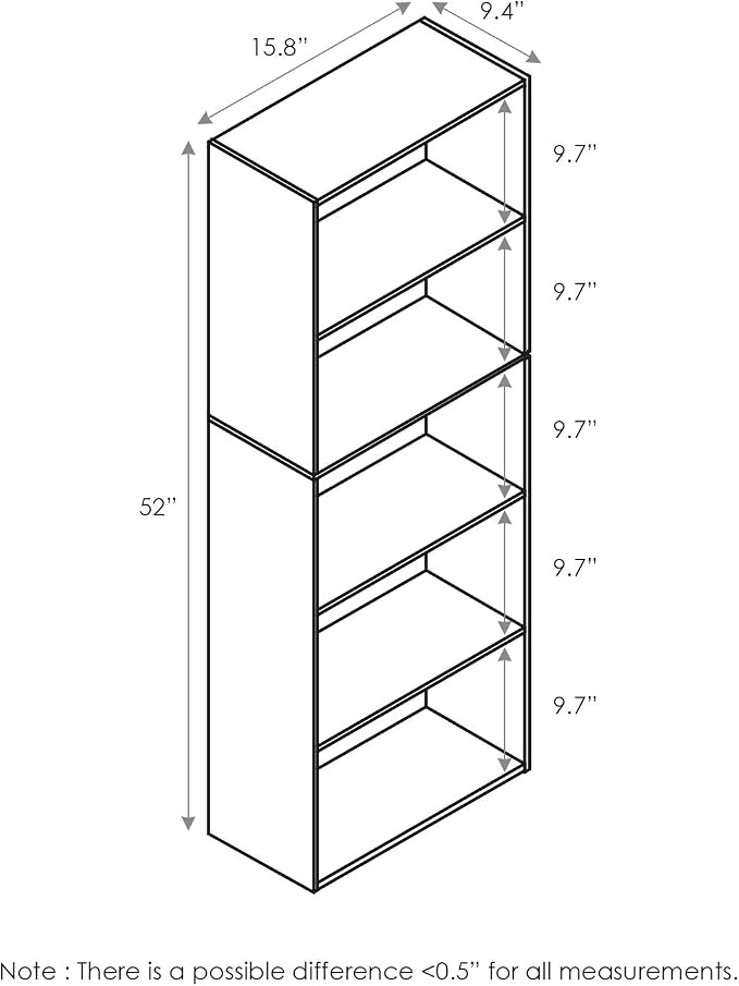 Furinno LUDER Book Shelf, 5-Cube Bookshelf, Bookcase - Image 3