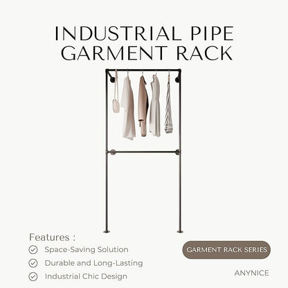 Industrial Pipe Clothing Rack, Heavy Duty Wall Mounted Clothes Rack, Retail - Image 2