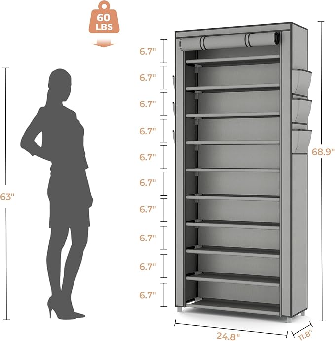 VTRIN Vertical Narrow Shoe Rack Organizer Tall Shoe Rack - Image 3