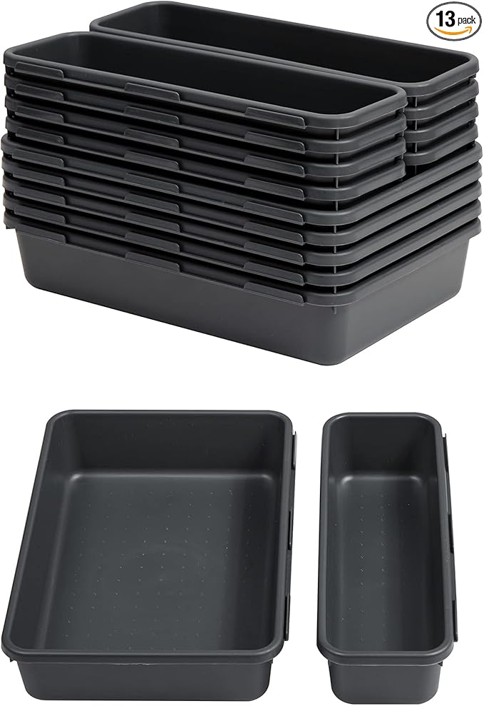Gonice 13 PCS Drawer Organizer Tray, Interlocking Office Desk Drawer Storage by Gonice
