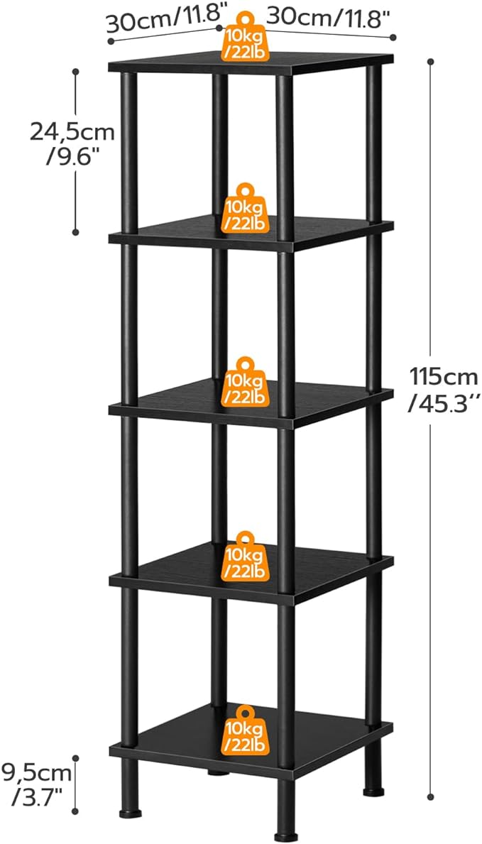 HOOBRO 5-Tier Corner Shelf Stand, Corner Square Rack Display Shelf, Tall - Image 3