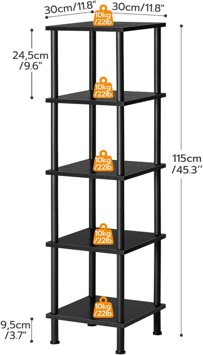 HOOBRO 5-Tier Corner Shelf Stand, Corner Square Rack Display Shelf, Tall - Image 3