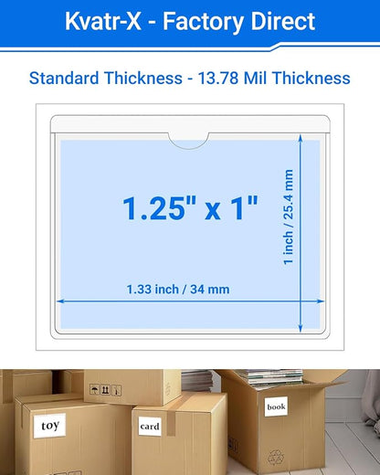 20 PCS Clear Self Adhesive Plastic Label Pockets, Top Loading Business & - Image 2