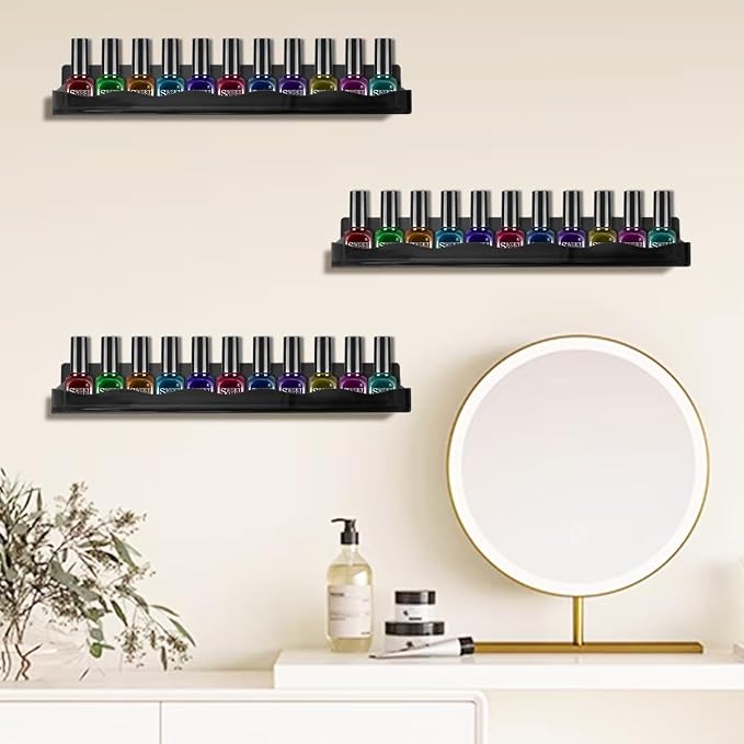BTremary 15" Nail Polish Rack Wall Mounted Shelf Acrylic Paints Gel Polish - Image 2