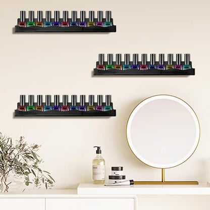 BTremary 15" Nail Polish Rack Wall Mounted Shelf Acrylic Paints Gel Polish - Image 2