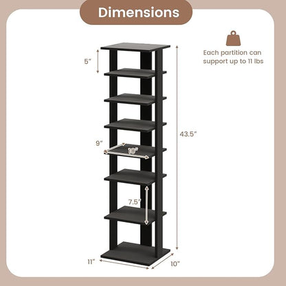 Tangkula 8-Tier Vertical Shoe Rack, Space-Saving Corner Shoe Organizer - Image 2