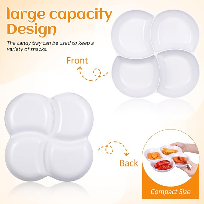 Mikinona Multi-Grid Snack Plate White Melamine Snack Tray - Image 6