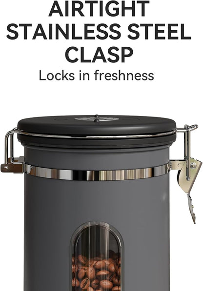 Veken Coffee Canister with Window, Airtight Stainless Steel Kitchen Food - Image 3