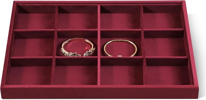 Velvet Stackable Jewelry Display Tray, 12 Grid Watch Bangle Bracelet Storage by Dansmiy