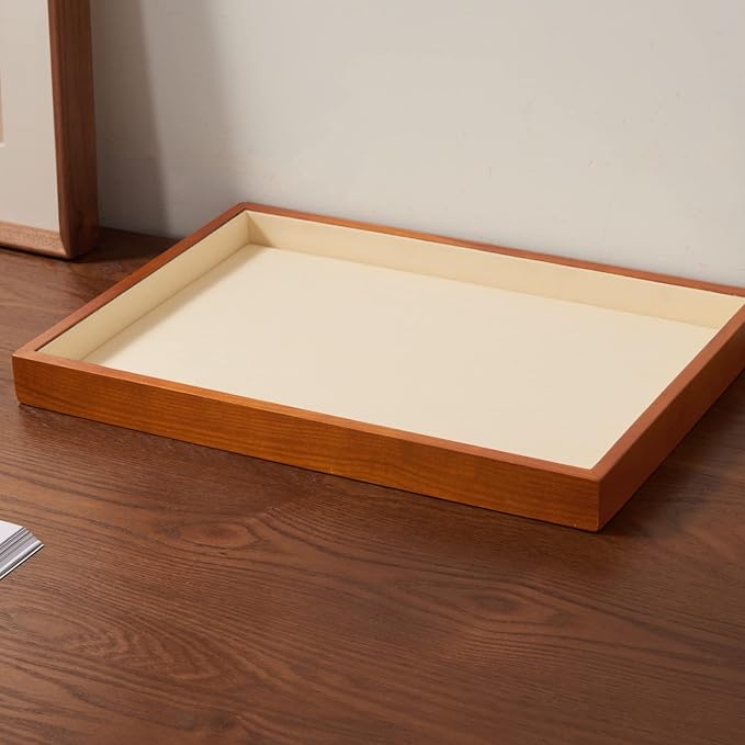Oirlv Wood Flat Jewelry Tray Stackable Jewelry Drawer Organizer Showcase - Image 5