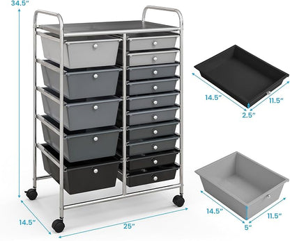Giantex 15 Drawers Rolling Cart, Classroom Organizers, Storage Cart - Image 3