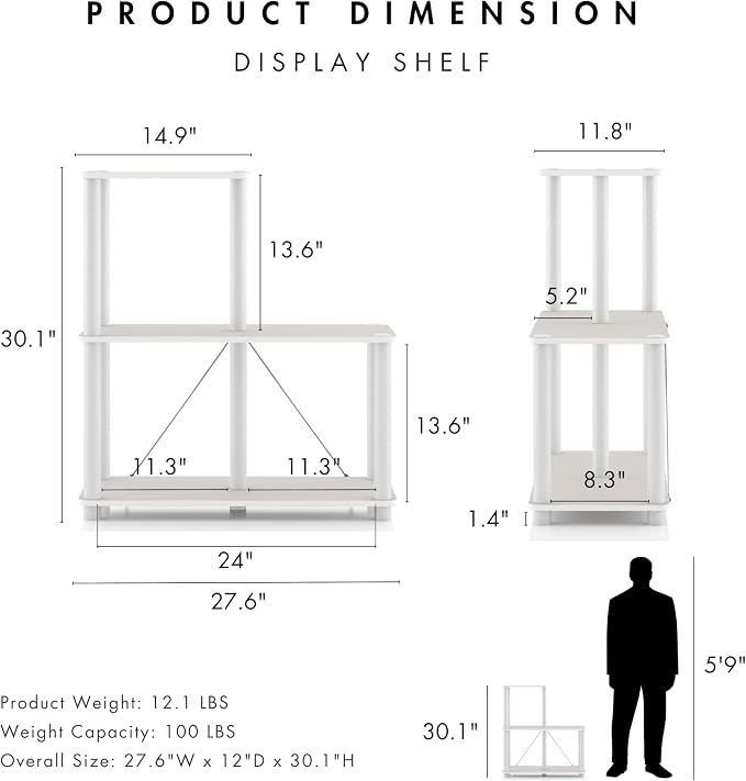 Homes: Inside + Out Apexa Modern 3-Cube Ladder Shelving Units, Collectibles - Image 3