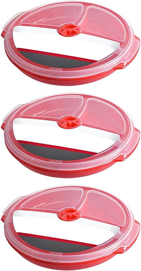 3 pack- Microwave Food Storage Travel Tray Containers by AMBSS+SYS