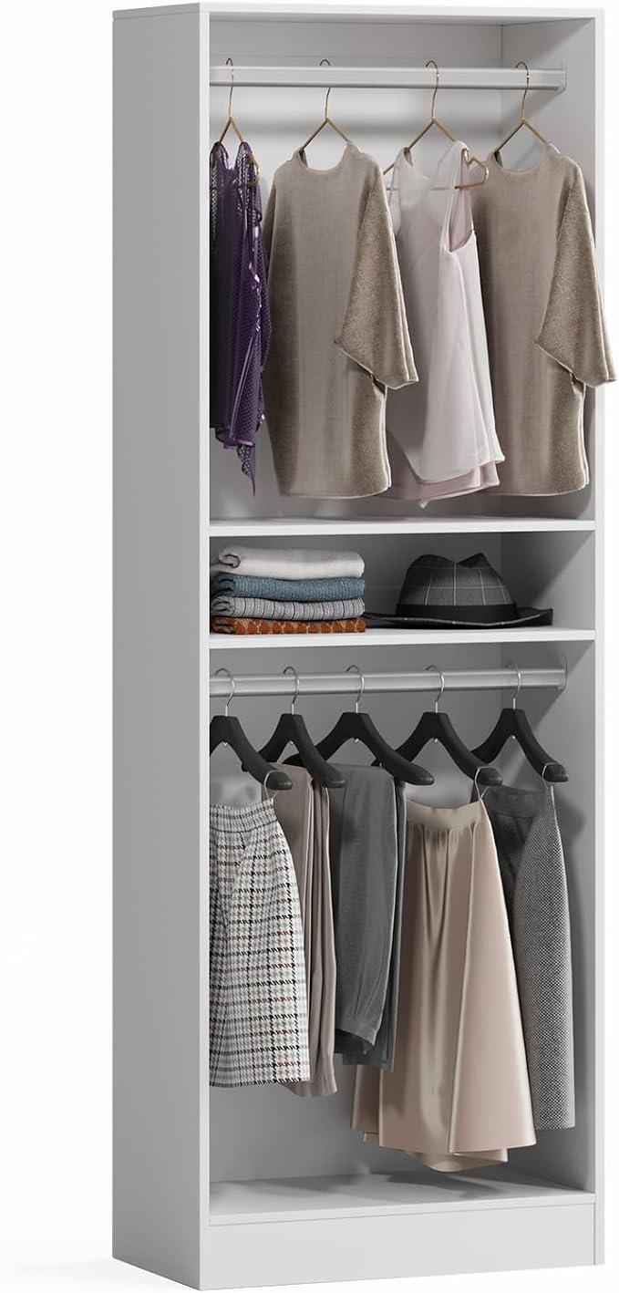 VOWNER 25'' Freestanding Closet System Walk-in Wardrobe Closet Tower | White - Image 9
