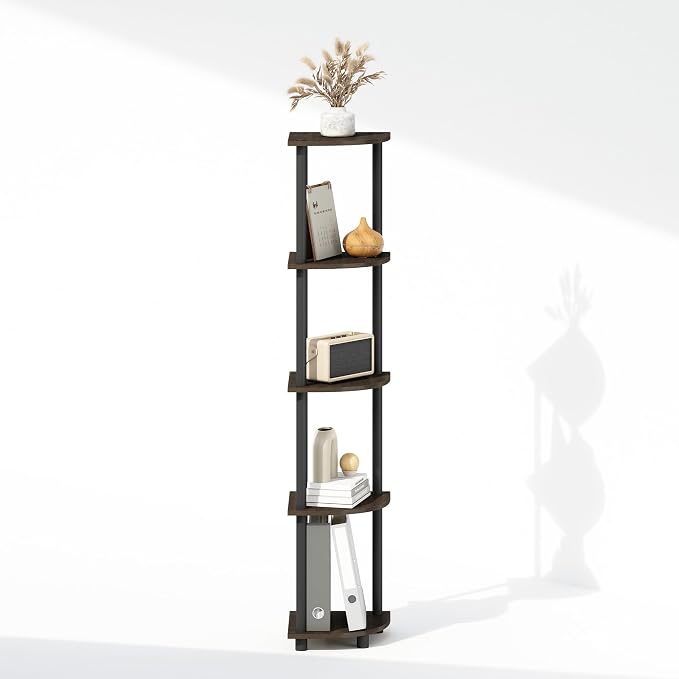 Furinno Turn-N-Tube Storage Shelves, 5-Tier Book Shelf, Corner Shelf - Image 6