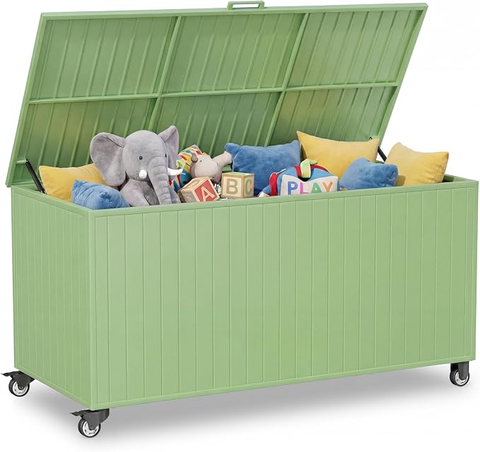 Outdoor Storage Box with Wheels 250 Gallon, Metal Deck Boxes Waterproof by RICNOD
