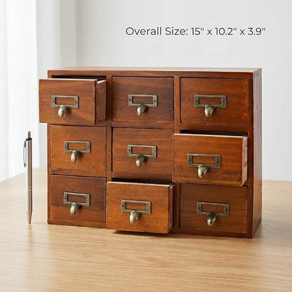 QWORK Desk Drawer Organizer, Wooden Vintage Apothecary Cabinet - Image 3