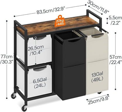 HOOBRO Laundry Sorter with 4 Section, 39 Gal. Laundry Hamper with Wheels - Image 3