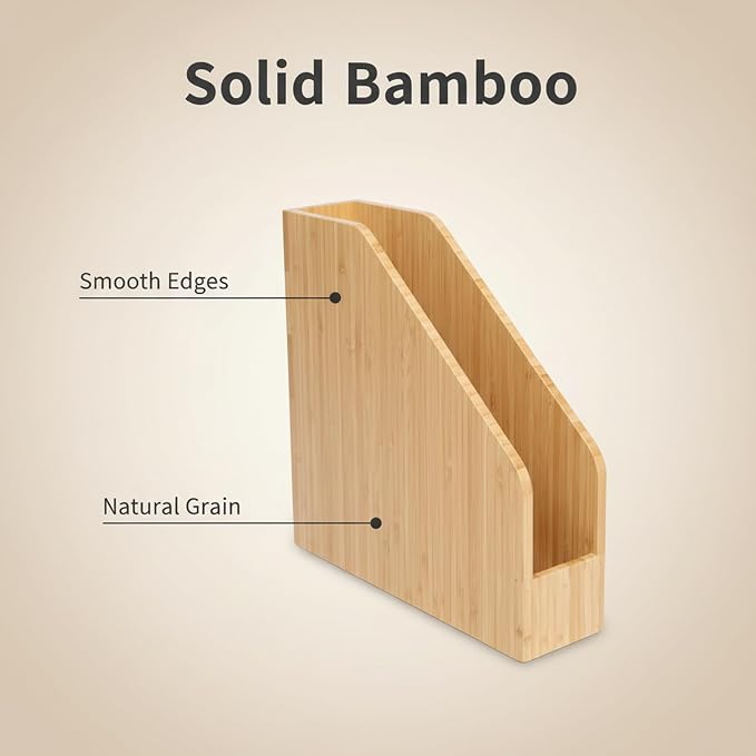 2 Pack Bamboo Magazine File Holder Book Holder Frames | Document Cabinet Rack - Image 6