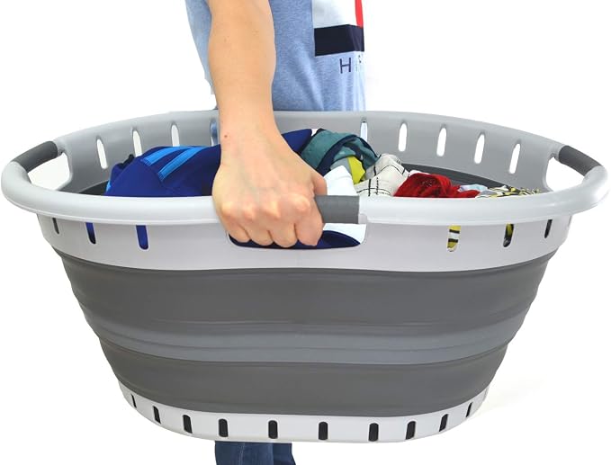 SAMMART 57L Collapsible 3-Handled Plastic Laundry Basket - Image 7