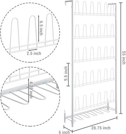 MyGift Modern Matte White Metal Wall Shoe Rack in Closet, Mudroom and Entryway - Image 5