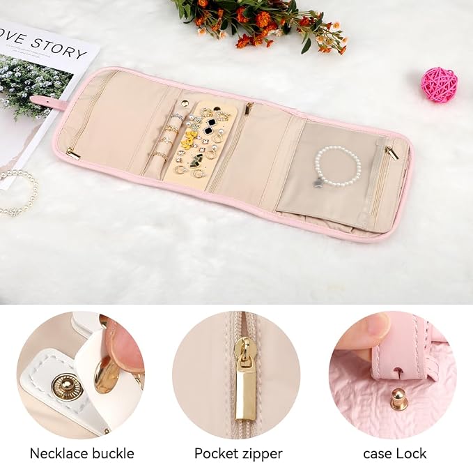 Voova Travel Jewelry Holder Organizer Case, Small Jewelry Storage Bag - Image 3