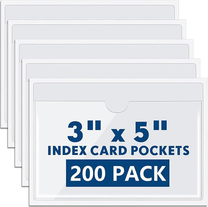 Outus 200 Pack 3 x 5 Inches Self Adhesive Label Pockets Bulk Plastic Labels by Outus