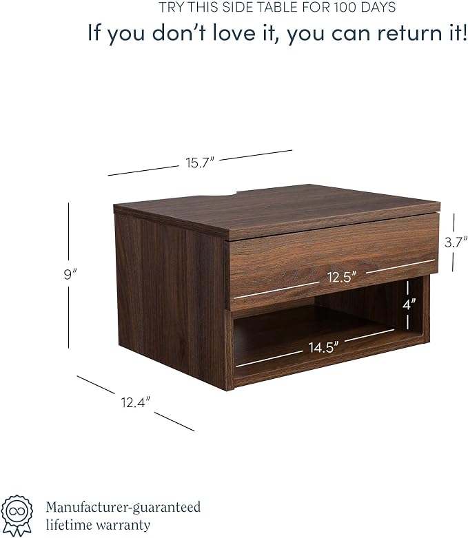 Nathan James Jackson Wall Mounted Floating Bedroom Nightstand - Image 2