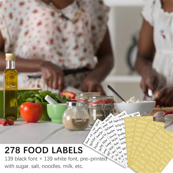 278 Pcs Clear Spice Jar Labels Preprinted Set, Waterproof Pantry Labels Stickers - Image 2