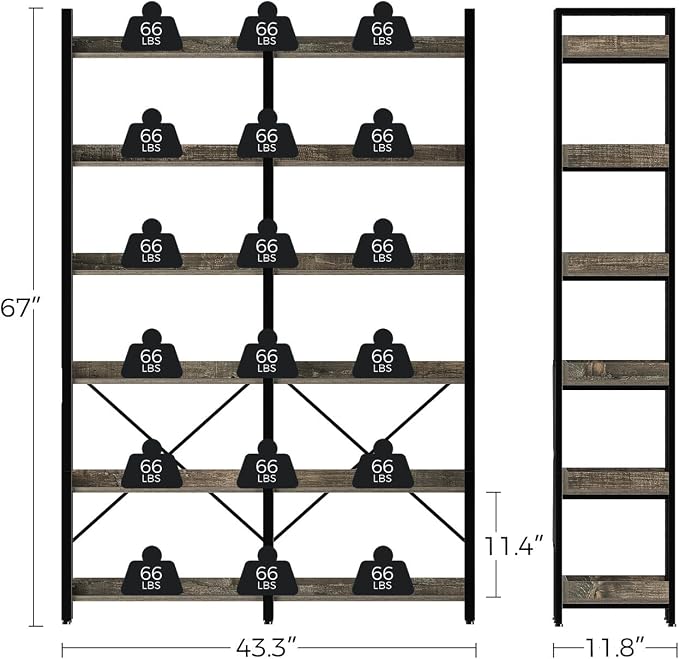 Seventable Bookshelf 6 Tier - Image 3