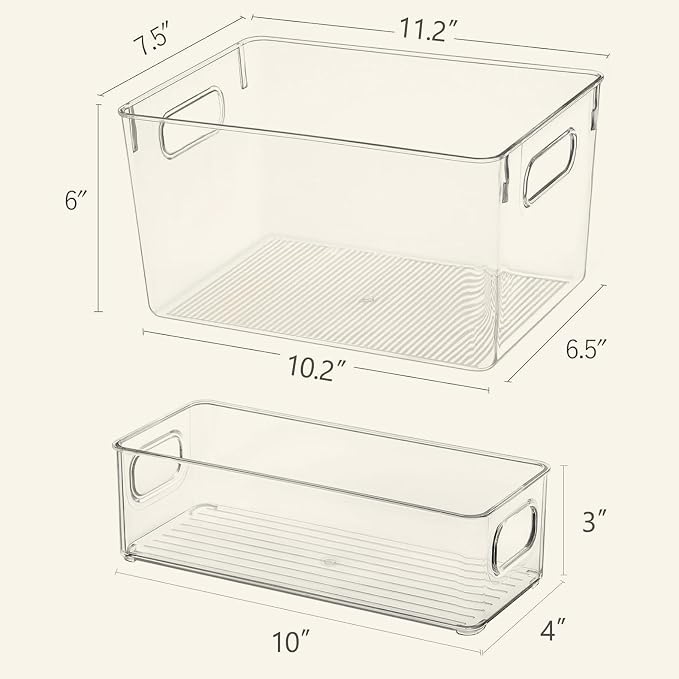 Clear Storage Bins 8 Pack for Fridge, 4 Large Plastic Pantry Organizer Bins and - Image 3