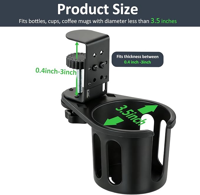 MYITYARD Desk Cup Holder Clamp, Clip On Table Cup Holder, Rotatable Water - Image 2