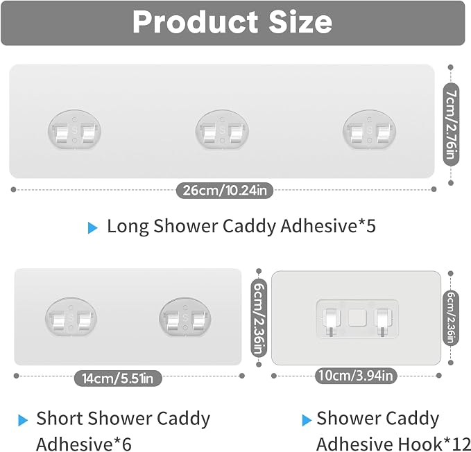 23 Pack Shower Caddy Replacement, Strong Adhesive Strips - Image 2