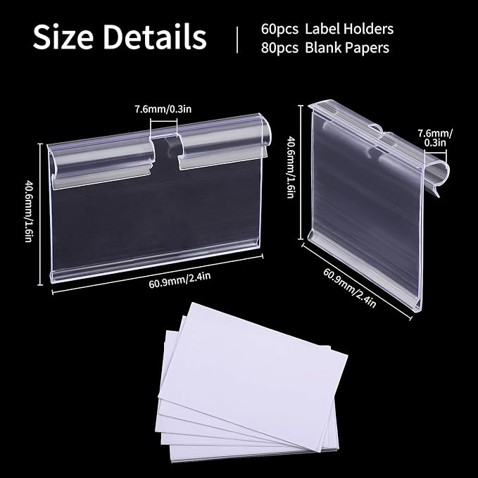 140PCS Basket Labels Clip On, Includ 60PCS Clear Plastic Label Holders and - Image 2