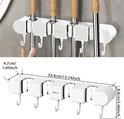 2Pcs Broom Holder Wall Mount, No-Drilling Self-Adhesive Mop and Broom Storage - Image 8