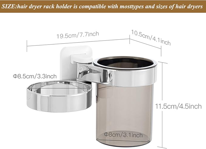 Hair Dryer Holder, Bathroom Blow Dryer Organizer - Image 2