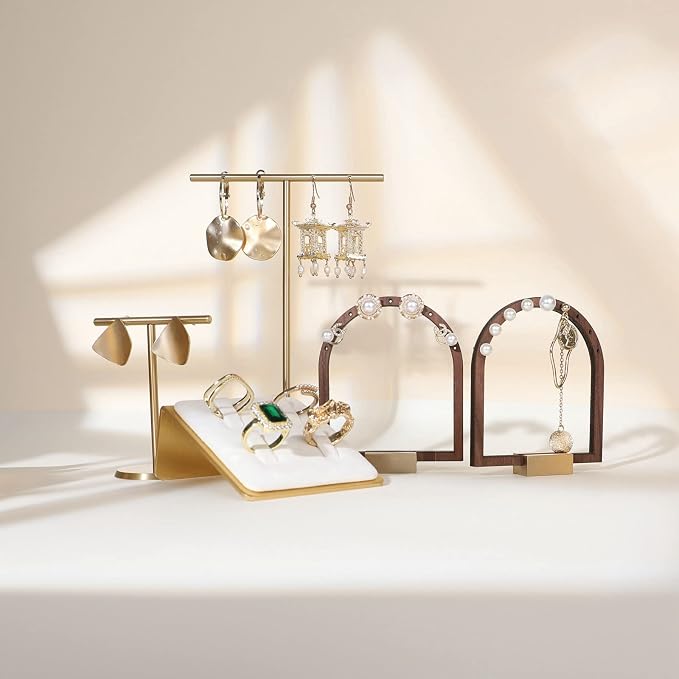 GemeShou 3pcs Wooden stud earring organizer holder, walnut earring hangers - Image 4