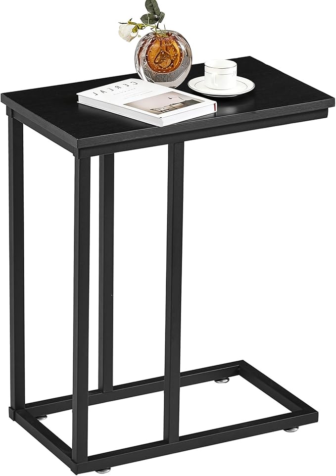 VECELO C Shaped End Side Table for Sofa Couch and Bed Snack TV Tray for Living by VECELO