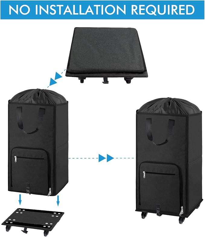 Bukere Laundry Hamper with Wheels, Large Rolling Laundry Basket with 4 Casters - Image 6