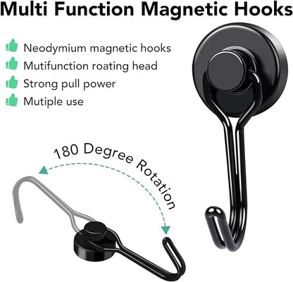 MIKEDE Strong Magnetic Hooks, 40LBS Black Swivel Swing Hooks Heavy Duty - Image 5