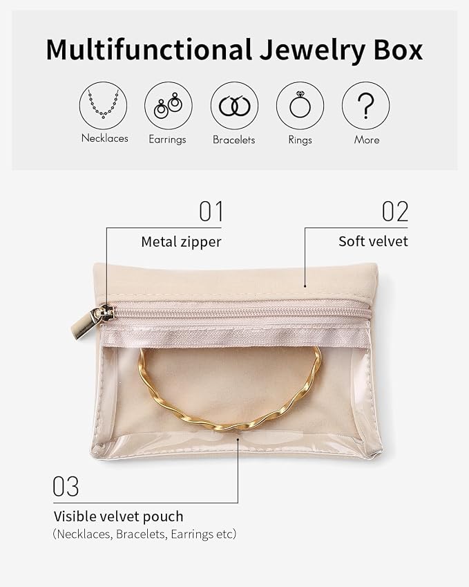 Vlando 33 Pcs Travel Jewelry Case Velvet Jewelry Pouch - Image 4