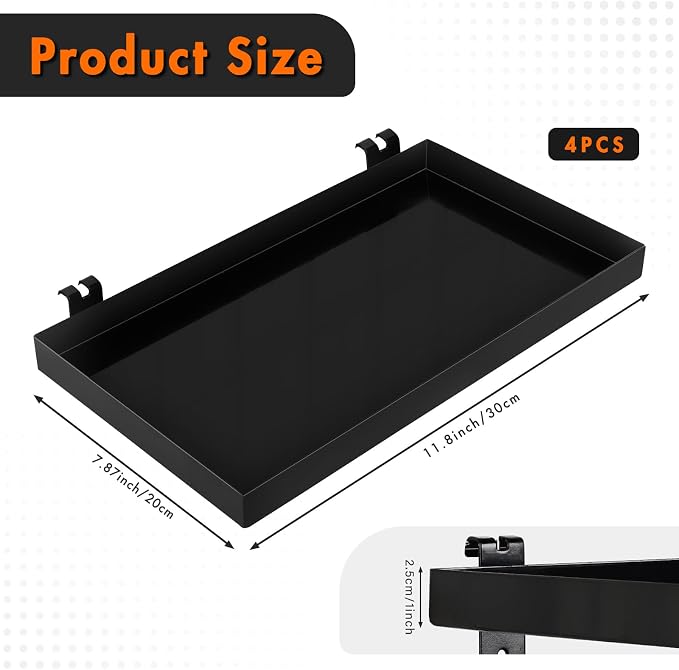 Coume 4 Pcs Grid Panel Display Shelf 11.8 x 7.87 Inch Metal Display Rack - Image 3