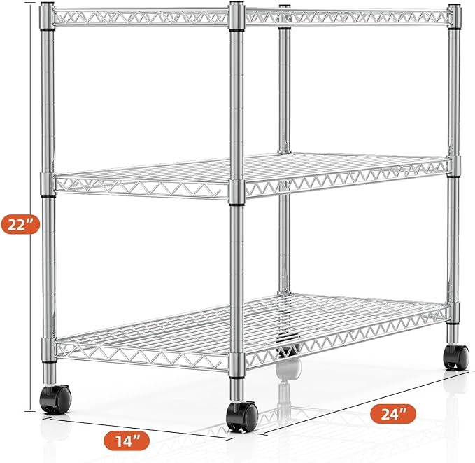 HealSmart 3-Tier Heavy Duty Storage Shelving Unit, 24.02" D x 13.78" W x 21.97" - Image 3