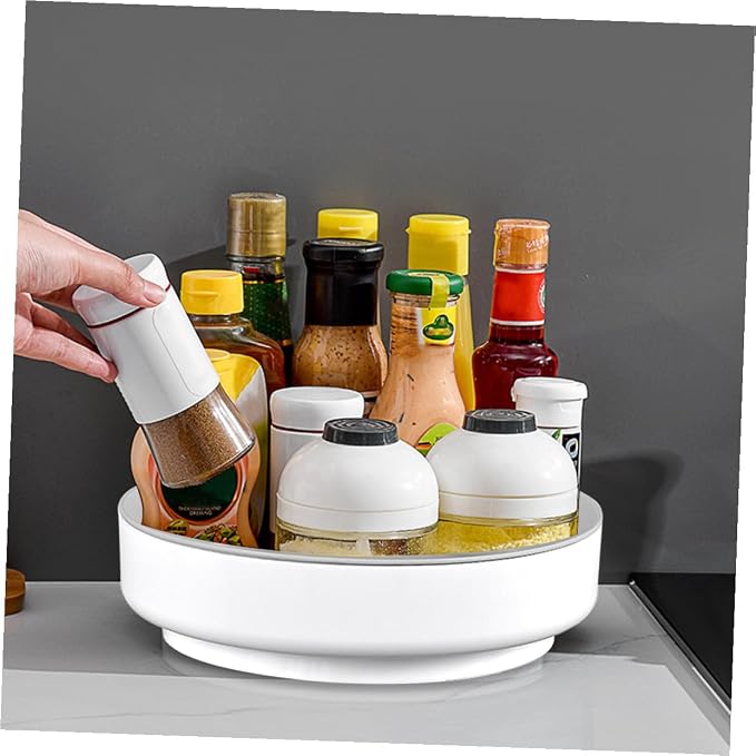 NUOBESTY Rotating Makeup Organizer Cosmetic Holder White Desktop Storage Box - Image 3
